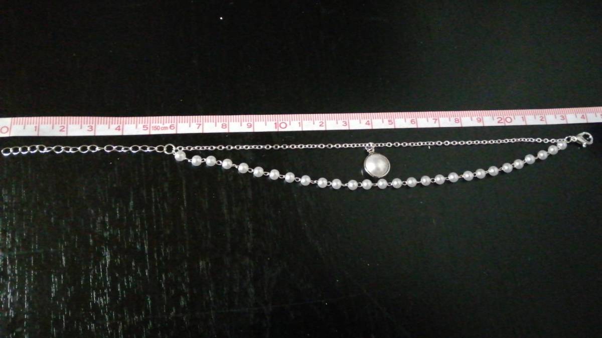 ブレスレット 腕輪 シルバー チェーン パール レディース 韓国 ペンダント 真珠 女性 かわいい シンプル ファッション ジュエリー #C326-3