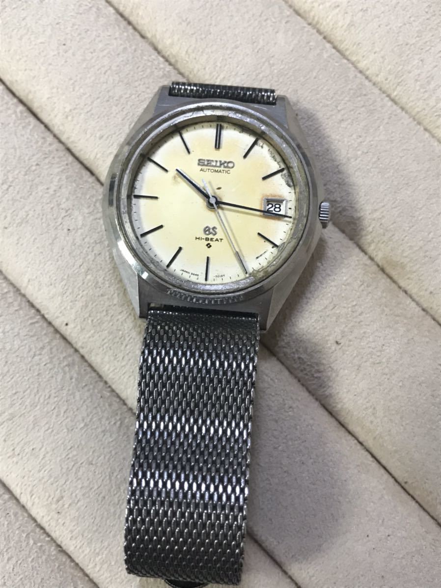 グランドセイコー ハイビート GRAND SEIKO Hi-BEAT 5645-7010 GS メダリオン GSメダル メンズ腕時計 自動巻 デイト 訳あり 稼働中の画像9