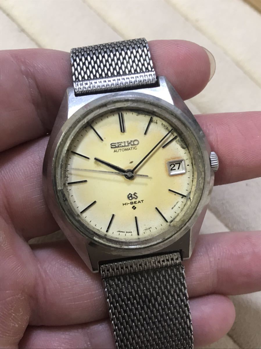 グランドセイコー ハイビート GRAND SEIKO Hi-BEAT 5645-7010 GS メダリオン GSメダル メンズ腕時計 自動巻 デイト  訳あり 稼働中 