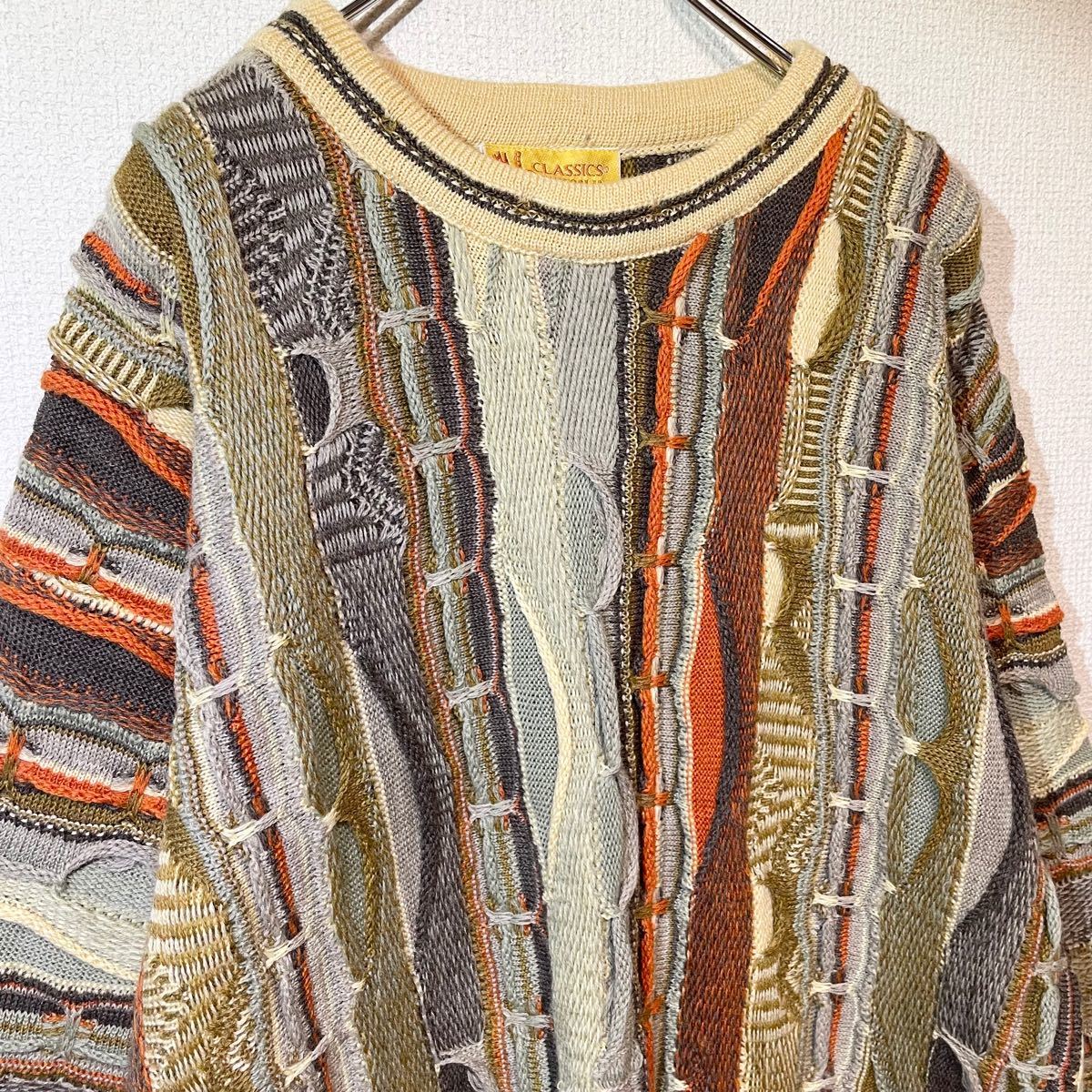 古着 MULCA ムルカ デザイン 3Dニット セーター オーストラリア製 M COOGI クージー ヴィンテージ 90s