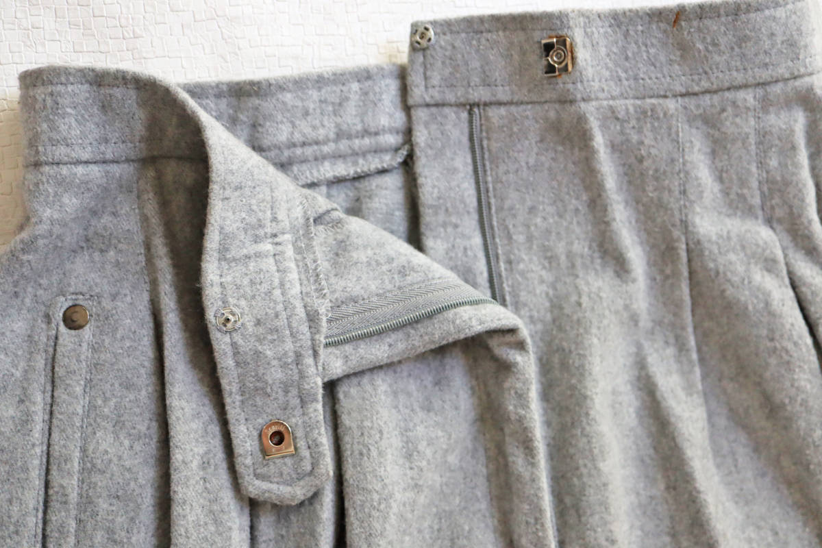 1728 Showa Retro 7 minute height pants gray cotton w63 Rena un unused new old goods long-term keeping goods .. equipped 