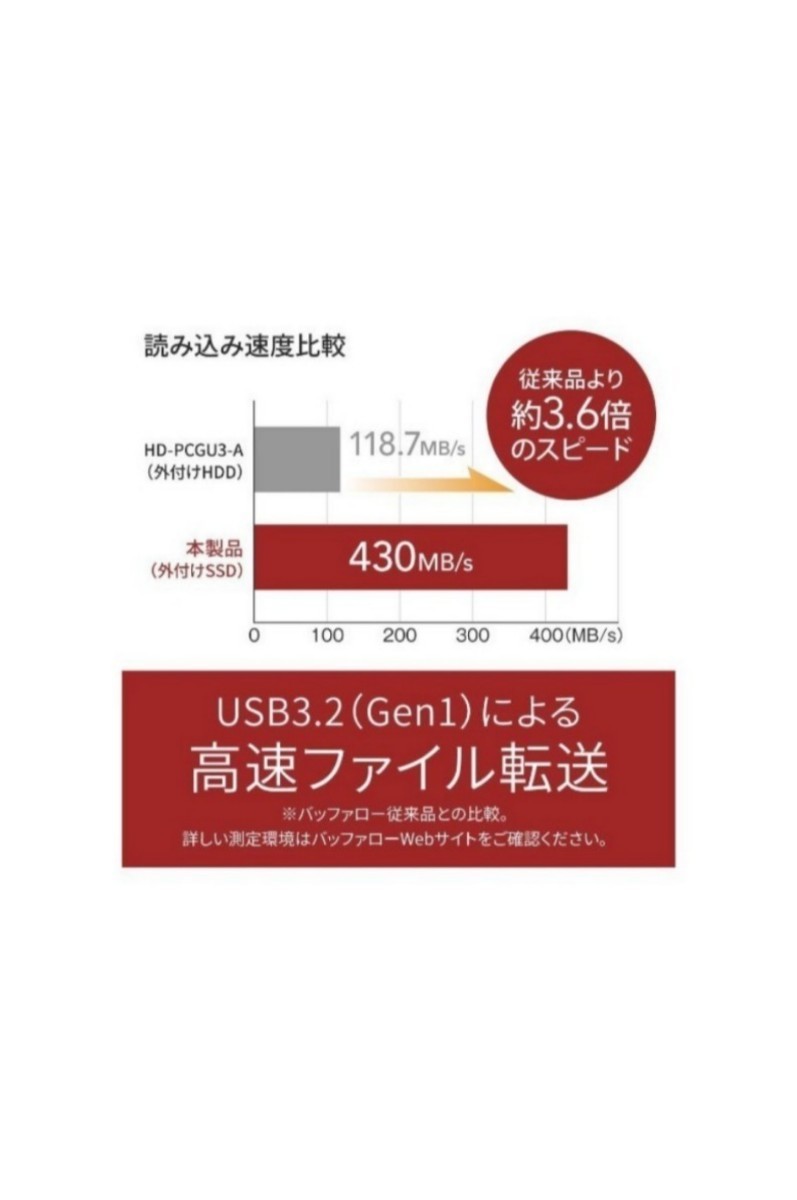 バッファロー SSD 外付け 1TB 小型 コンパクト ポータブル PS5/PS4対応 USB 3.2Gen1 ブラック