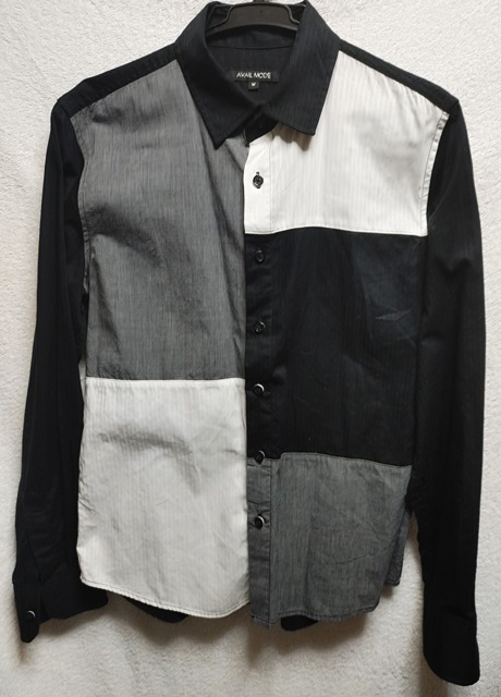 Mサイズ AVAIL MODE 長袖 ワイシャツ シャツ 黒×白×グレーの画像1