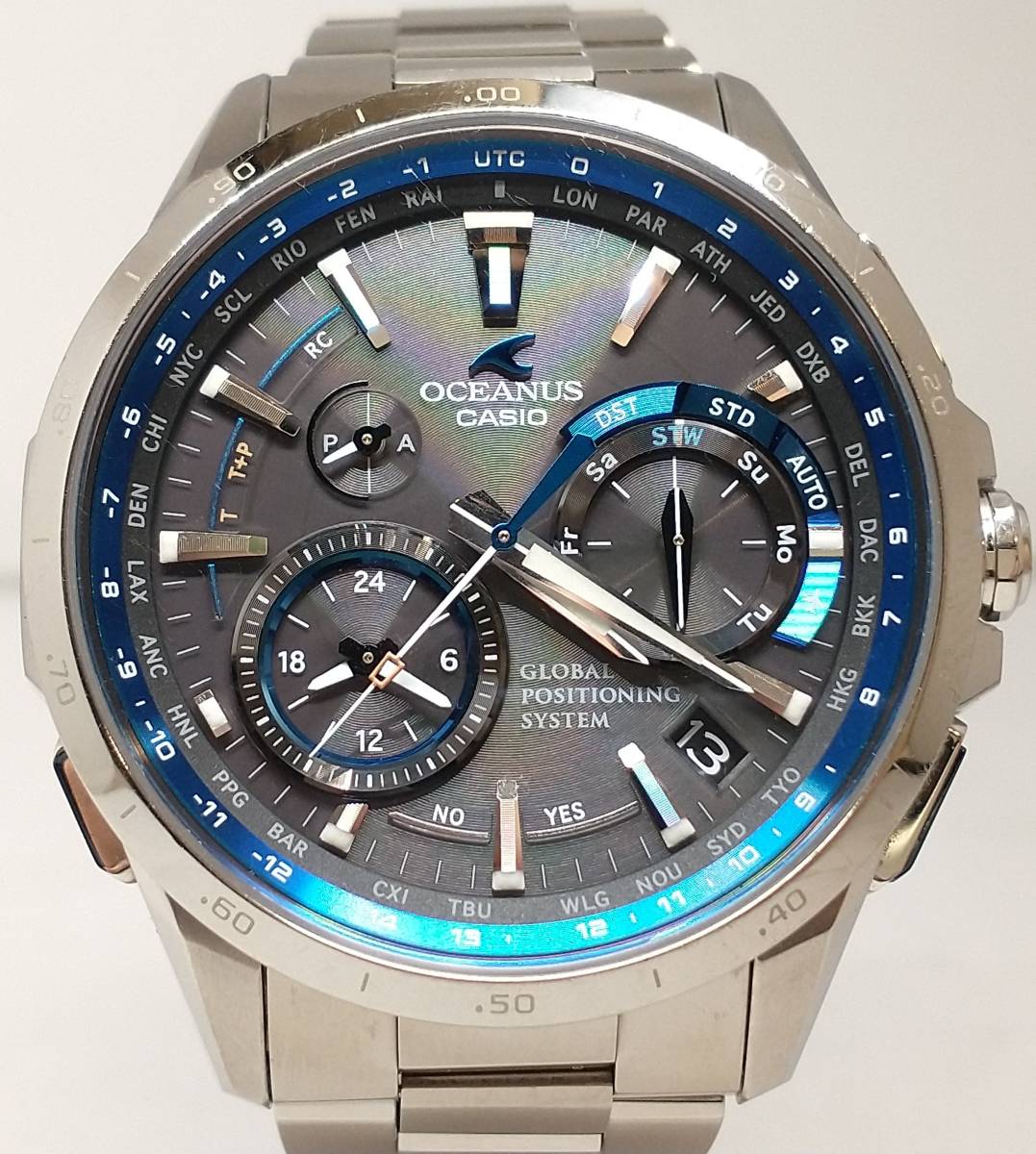 人気新品入荷 【即決】CASIO ブルー×ブラック文字盤 腕時計 チタン OCW－G1000 電波ソーラー オシアナス OCEANUS カシオ OCEANUS