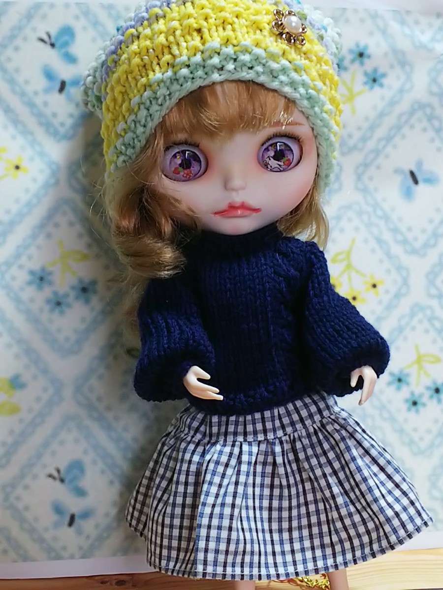 Blythe ブライスアウトフィット ポワン袖ニットコーデ