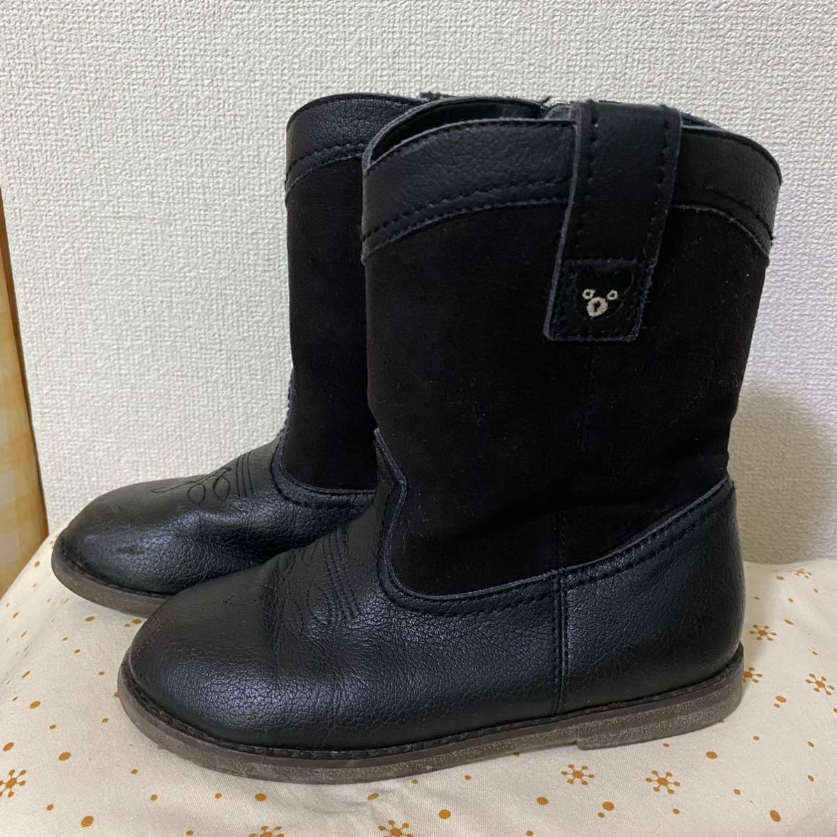 бесплатная доставка! Miki House Double B Boots ☆ 19 см черные туфли