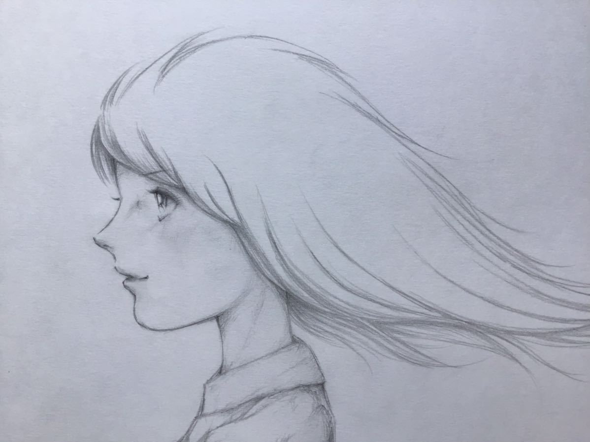  handwriting . illustration girl * the first autumn manner * pencil * manga manuscript for kent paper (A4)