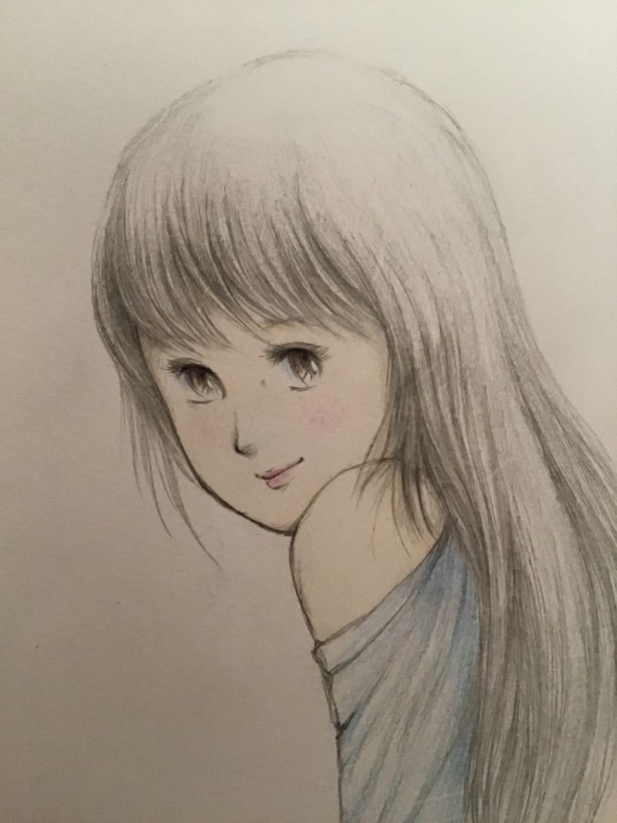 手書きイラスト 女の子 トップスの少女 鉛筆 色鉛筆 ボールペン 画用紙 サイズ16 5 11 5 新品 Product Details Yahoo Auctions Japan Proxy Bidding And Shopping Service From Japan