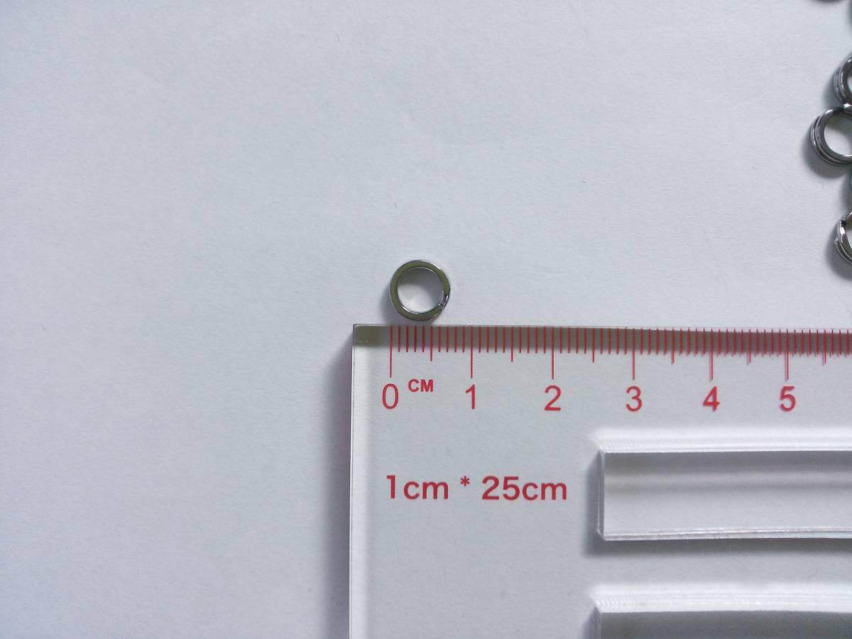 スプリットリング 平打ち ルアー用 #8 外径8mm 内径5mm 50個 セット まとめて シーバス スズキ メバル ブラックバス ニジマス_画像2
