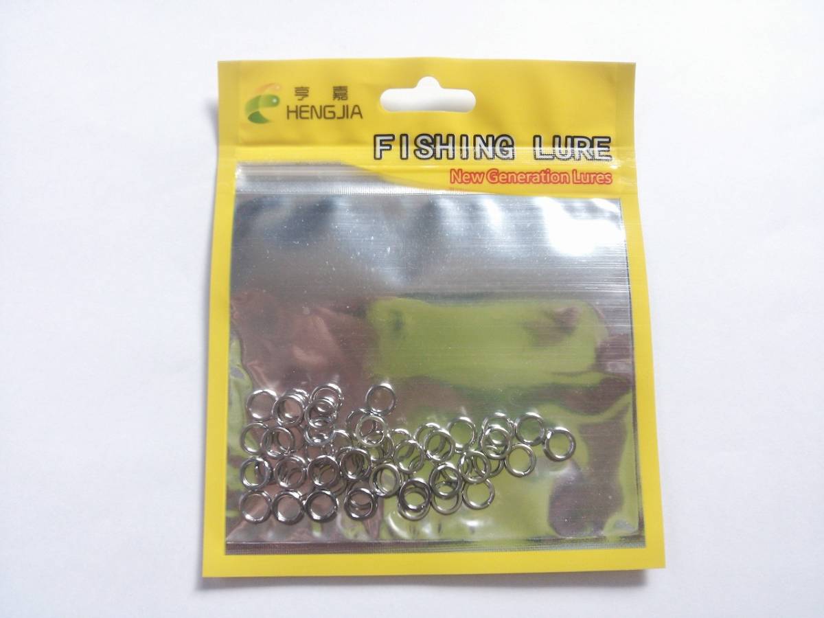スプリットリング 平打ち ルアー用 #8 外径8mm 内径5mm 50個 セット まとめて シーバス スズキ メバル ブラックバス ニジマス_画像3