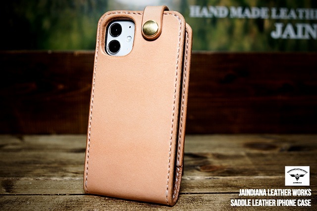iPhone13ケース 手縫い サドルレザー 下開き ナチュラルB2 iPhone13ケース 手縫い サドルレザー 下開き ナチュラルB2