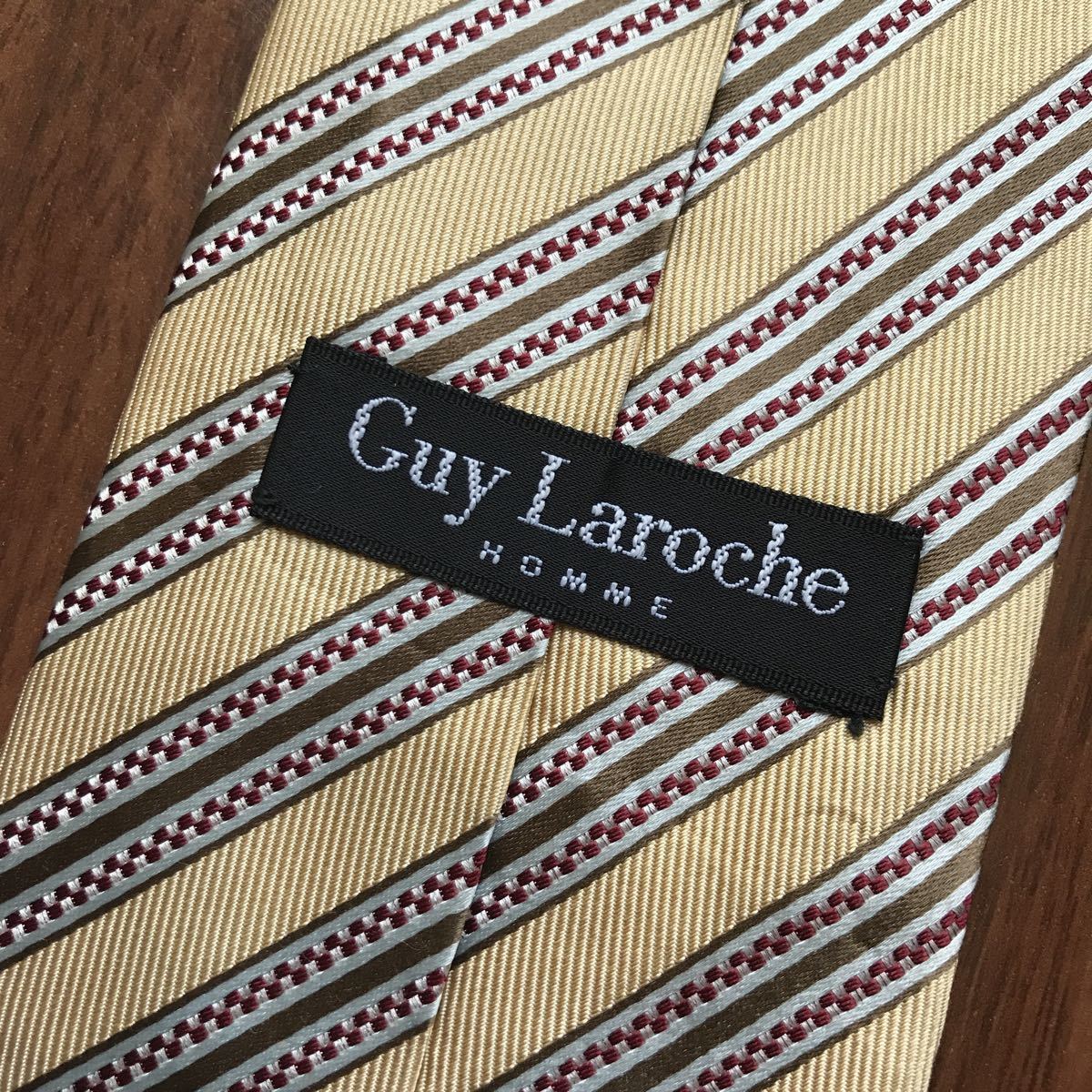 Guy Laroche ギラロッシュ ネクタイ ベージュ レジメンタル_画像7