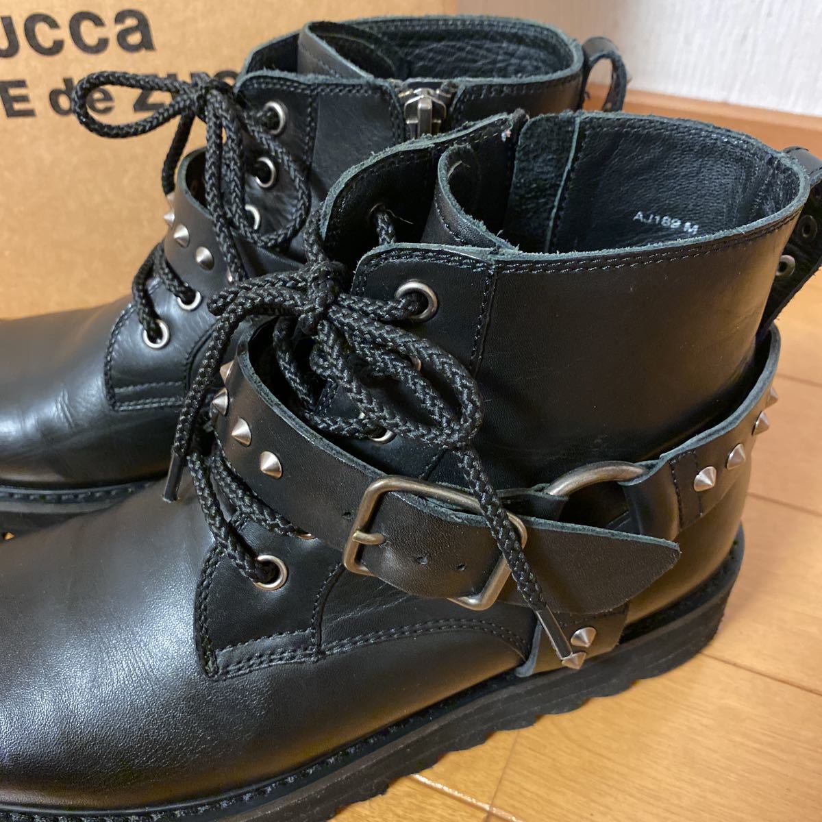 美品 ズッカ zucca スタッズブーツ ショートブーツ 黒 サイズM 24 0