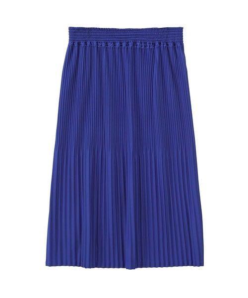 美品◇zucca ズッカ スムーススカート◇プリーツスカート◇青