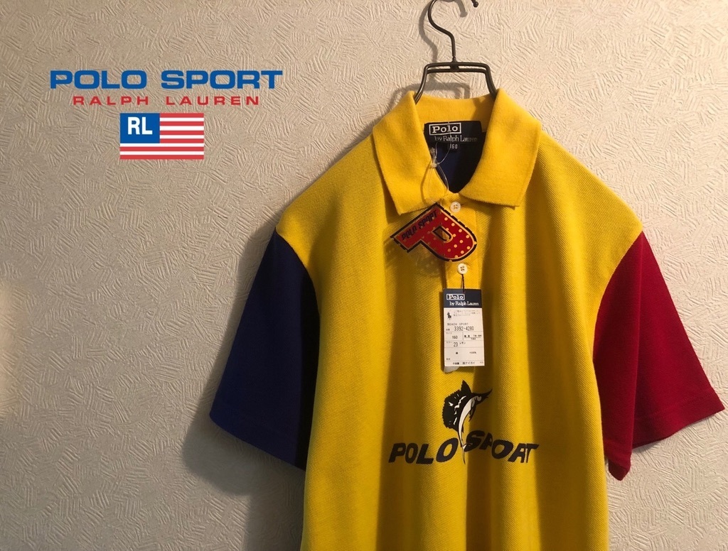 ◯ 新品タグ POLO SPORT Ralph Lauren マルチカラー ポロシャツ / ポロスポーツ ラルフローレン 半袖 イエロー S Mens Ladies #Sirchive_画像1