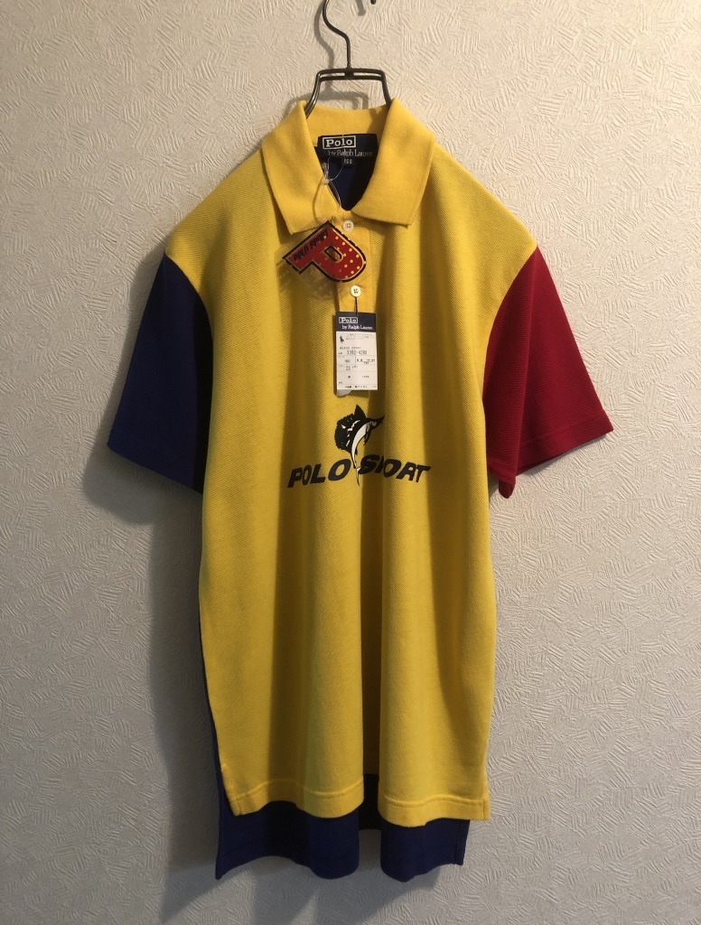 ◯ 新品タグ POLO SPORT Ralph Lauren マルチカラー ポロシャツ / ポロスポーツ ラルフローレン 半袖 イエロー S Mens Ladies #Sirchive_画像2