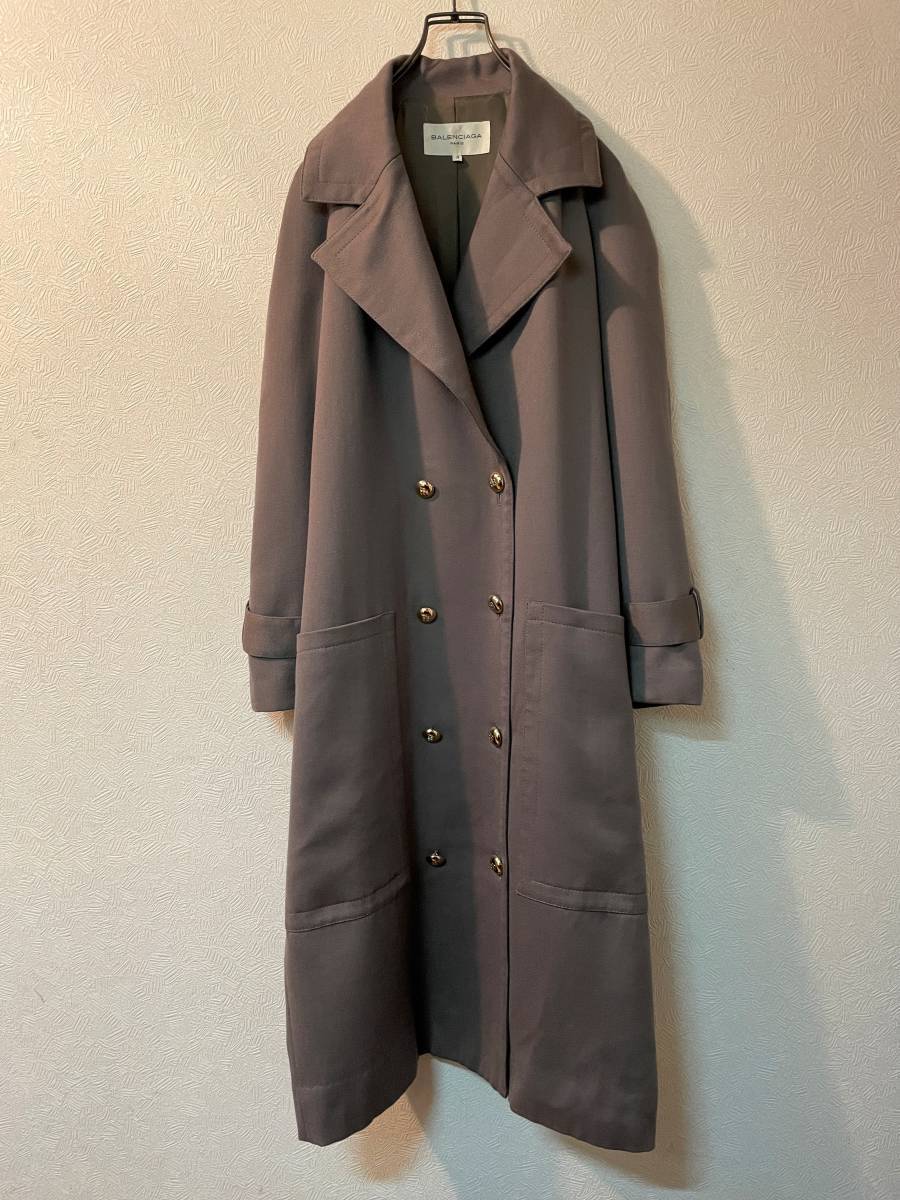 Vintage BALENCIAGA ウールギャバジン トレンチコート /-