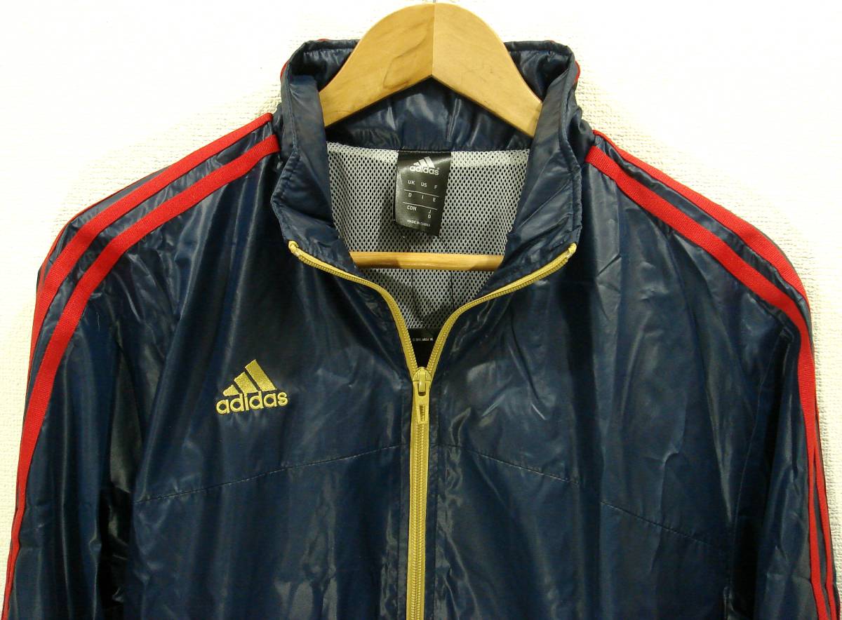 送料510円~新品adidas PERFORMANCEウィンドジャケット軽量ジャージA99094 AAK05メンズO(XL LL 2L)ネイビー紺レッド赤ゴールド金アディダス_画像4