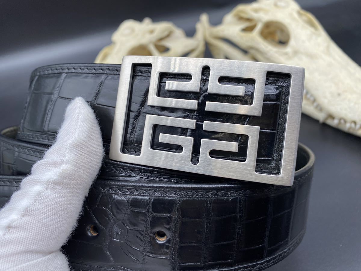 クロコダイル一枚革 紳士用ベルト 腹革使用 未使用 貴重品ワニ革 総本