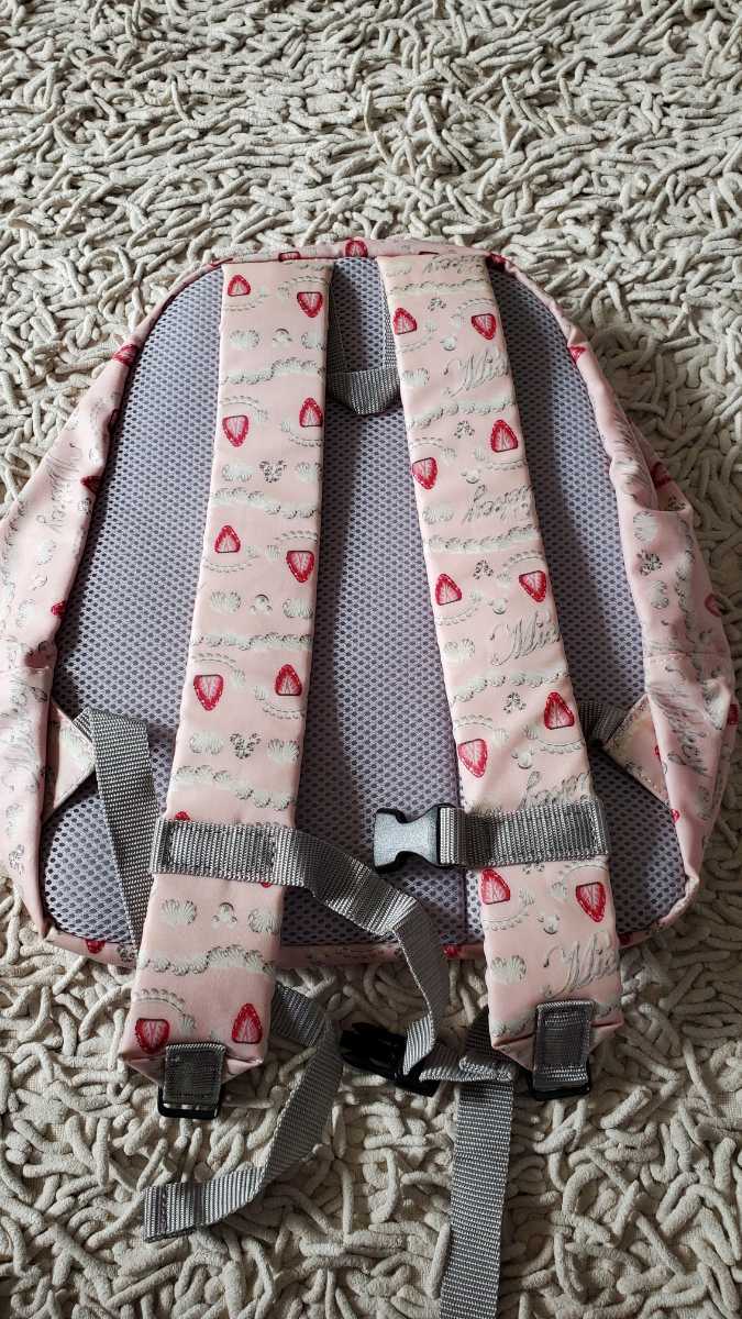 Q-pot. cue pot backpack rucksack Mickey Mouse strawberry cake pattern Kids size rucksack used