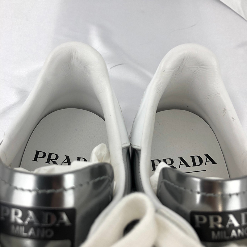 プラダ PRADA PRADA×ADIDAS SUPER STAR スニーカー ホワイト×シルバー 22.5cm 靴 シューズ レディース 中古_画像3