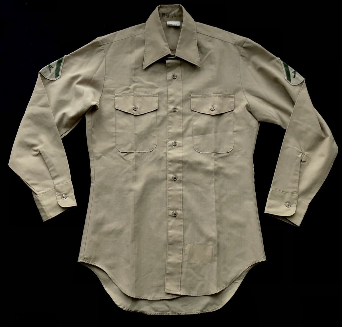 80s 米軍実物 ミリタリーシャツ サービスシャツ ドレスシャツ　　DLA-100-89-C ワンウォッシュ 未使用品 80年代 ヴィンテージ 柳4671_画像1