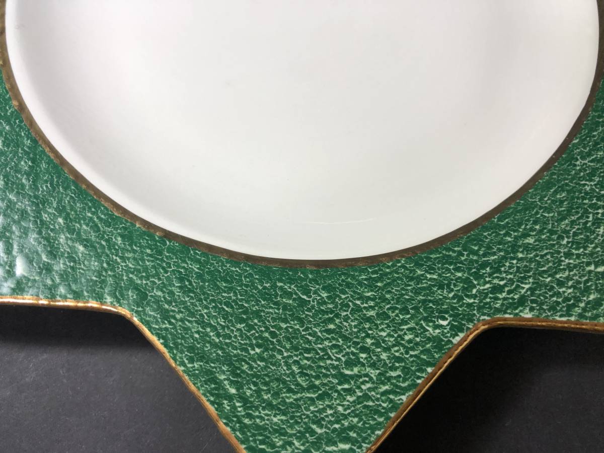 西洋食器 Made in ITALY イタリア VIETRI ヴィエトリ 星形 径２６．５ｃｍ プレート皿 縁グリーン ３枚 テーブルウェアーの画像4