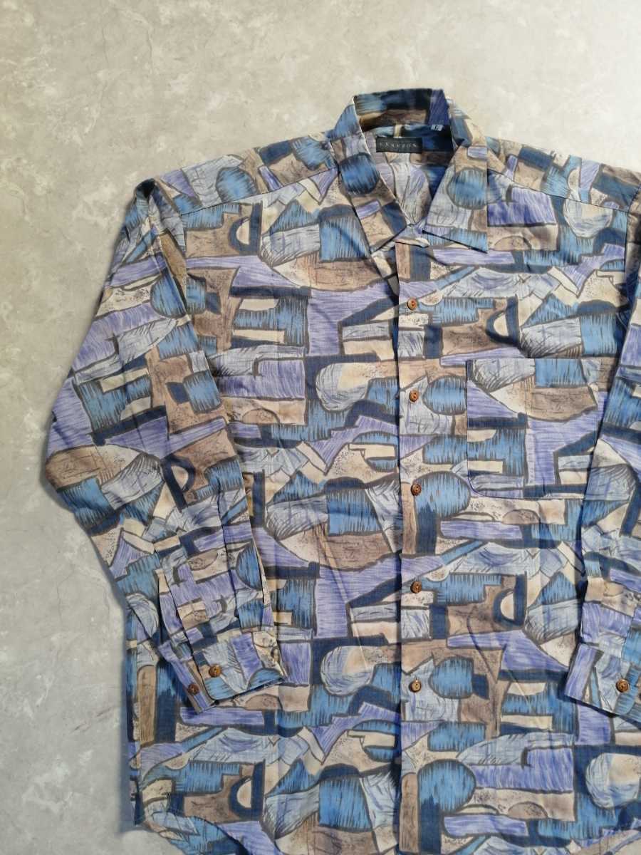 メンズ 80s~90s レトロ総柄シャツ 柄シャツ アート 奇抜 菅田将暉系