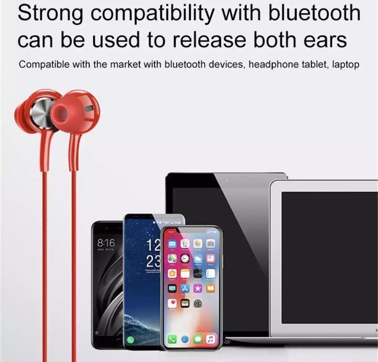 【 即日発送 】Bluetooth5.0 ワイヤレス イヤホン HIFI90 高音質 スマホ カナル ブルートゥース ネック 防水 iPhone Android PC iPad_画像4