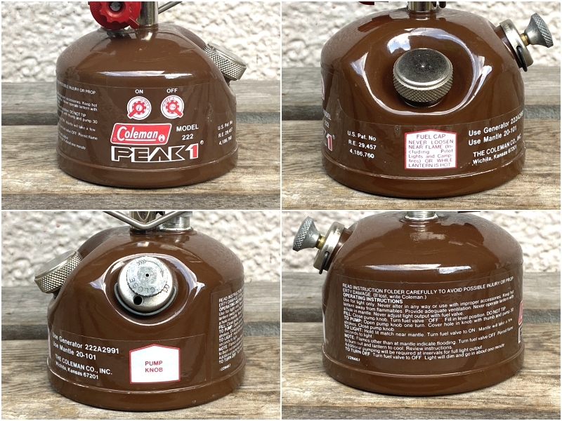 美品】コールマン 222 茶 1/84製 ピークワンランタン Coleman 美品】コールマン 222 茶 1/84製 ピークワンランタン Coleman