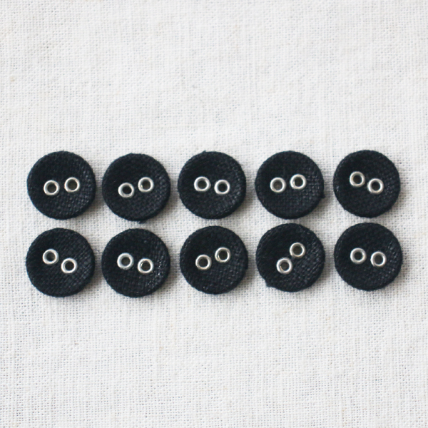 ■【１０個入り】【約１.４cm】anvaiオリジナル 穴あき くるみボタン平２つ穴 オリジナル巾着　錆びないアルミ ブラック E96J_画像7