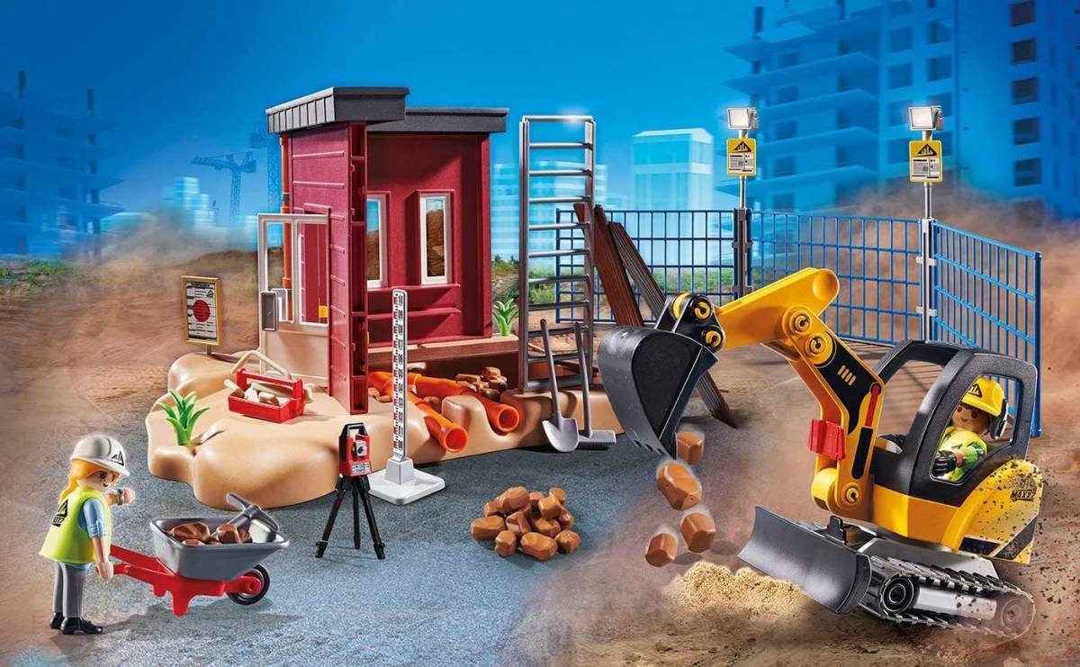  prompt decision! new goods PLAYMOBIL 70443 construction site small size shovel . Building * section Play Mobil 
