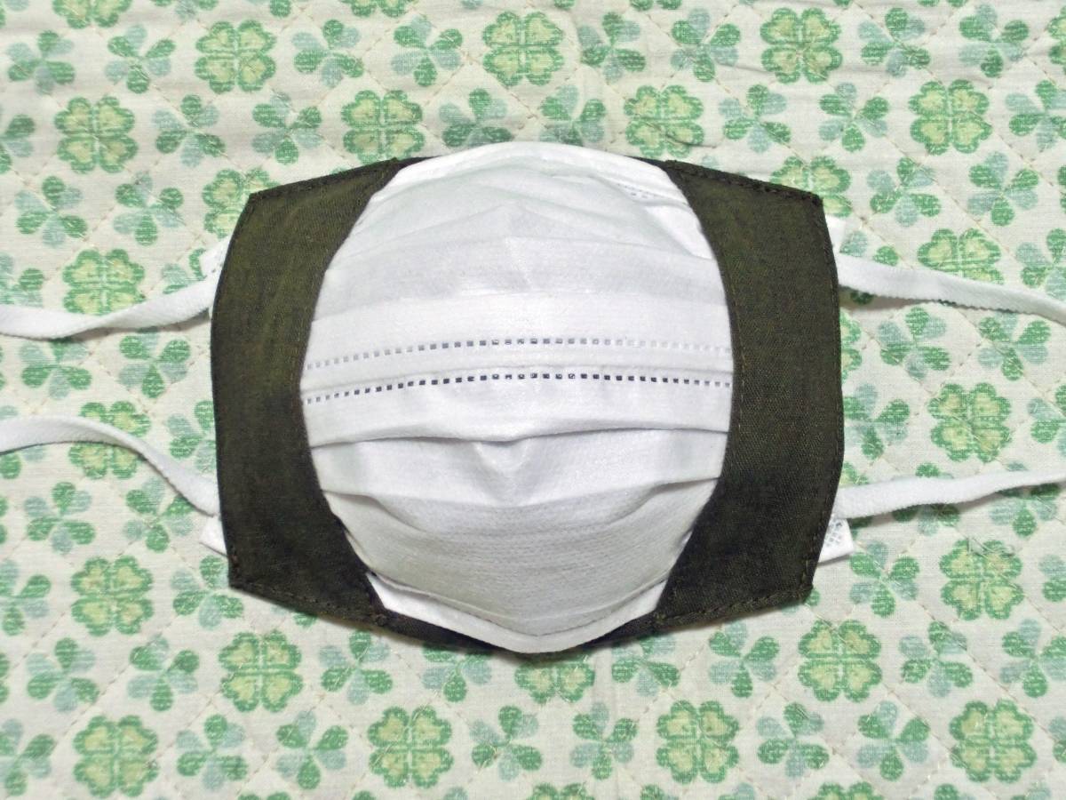 *⑩ khaki * half linen non-woven mask cover *M size *2WAY* French color * one sheets tailoring *