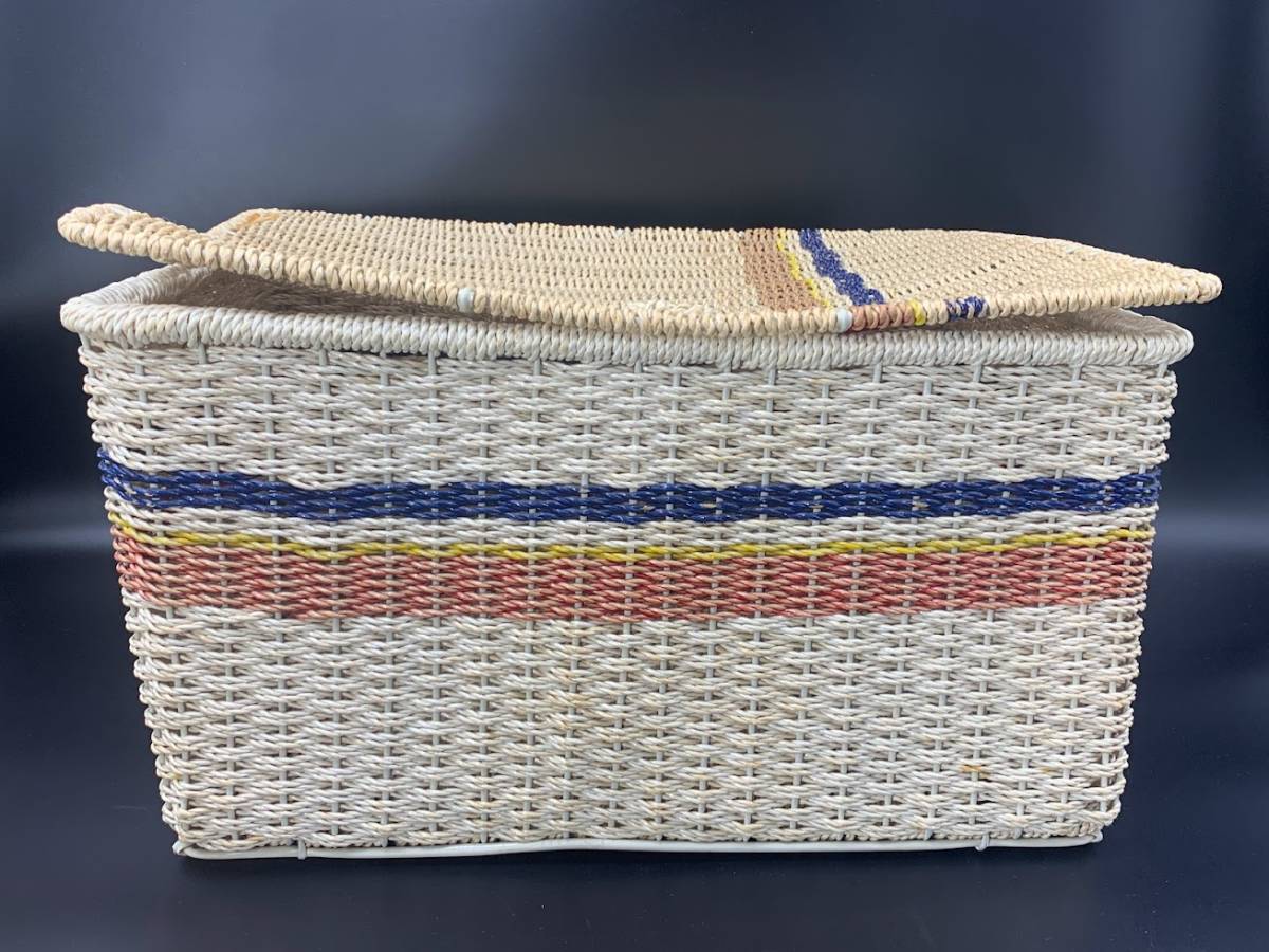 [ Showa Retro многоцветный корзина ] европейская одежда место хранения коробка кейс для хранения . плетеный 