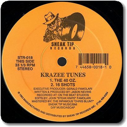 【●12】Krazee Tunes/The 40 Oz./12''/Dope Hits/Middle/New School/Boom Bap Beats/Cut-Up/Party Tracks/B-Boy Breaks_シュリンクフィルムは残っています