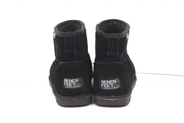 BEACH FEET* мутон ботинки [25.0/ чёрный ] женский / замша обработка *E-192