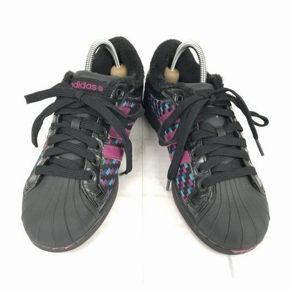 adidas スーパースター/イントレチャートスニーカー 23.5/黒×紫 裏ボア ...