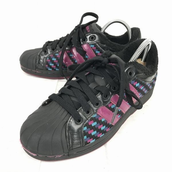 adidas スーパースター/イントレチャートスニーカー 23.5/黒×紫 裏ボア ...