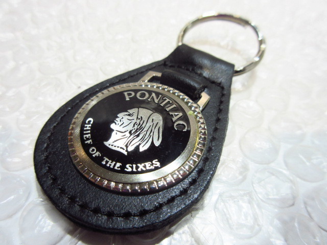 [Spiral] Pontiac real leather key holder S/ aluminium emblem [type3] new goods /PONTIAC/