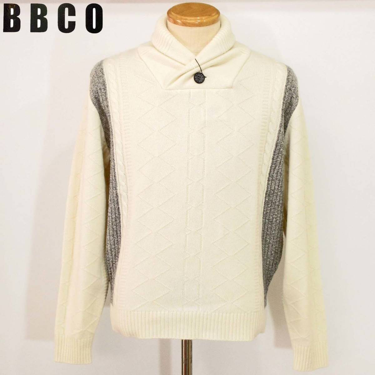 ★BBCO★SALE ショールカラーセーター【オフホワイトLL】秋冬モデル 15740201 ビビコ
