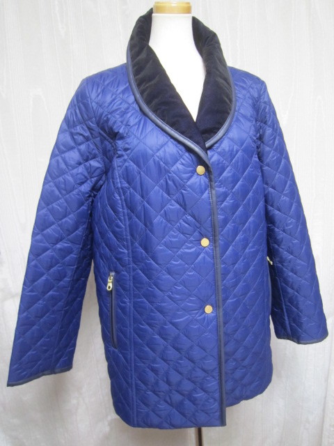 LAPINE ROUGE ラピーヌルージュ 紺色のキルティングジャケット プレタポルテ半コート へちまカラー ４６ 美品