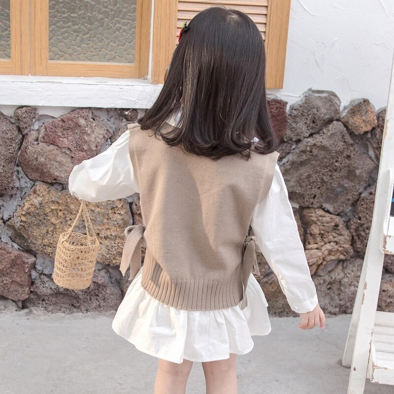 * Kids cute 2 point knitted the best white circle collar frill shirt One-piece 80 90 100 110 120 stylish child * new goods unused ** postage 0 jpy *