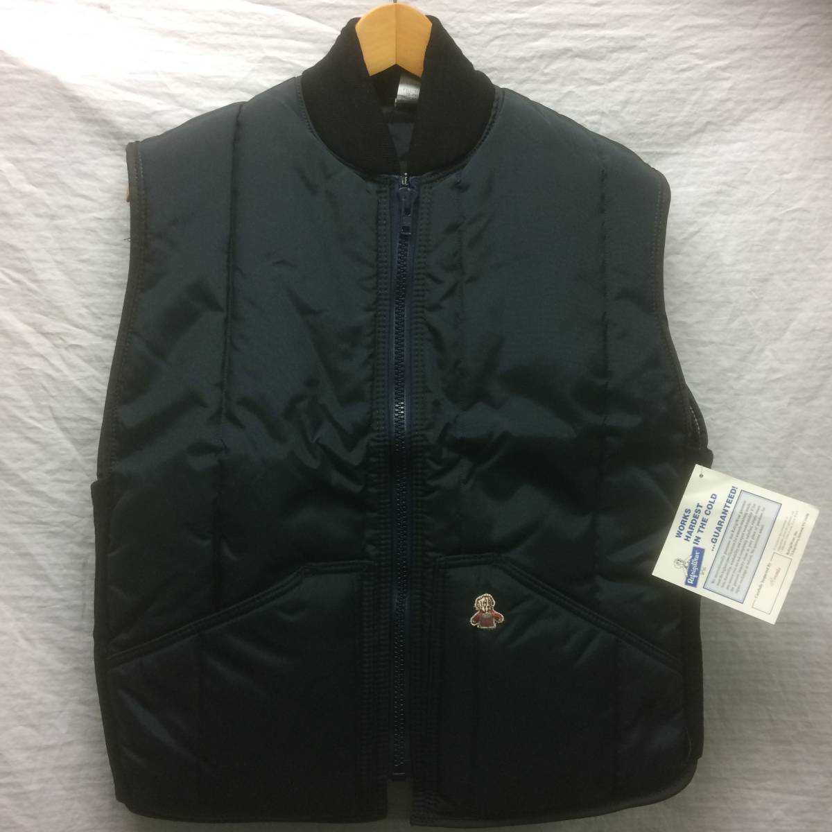 公式の店舗 vest down nylon navy リフリッジウエア RefrigiWear tag デッドストック　ダウンベスト　ネイビー プリパック袋付　未使用品　80'S Mサイズ