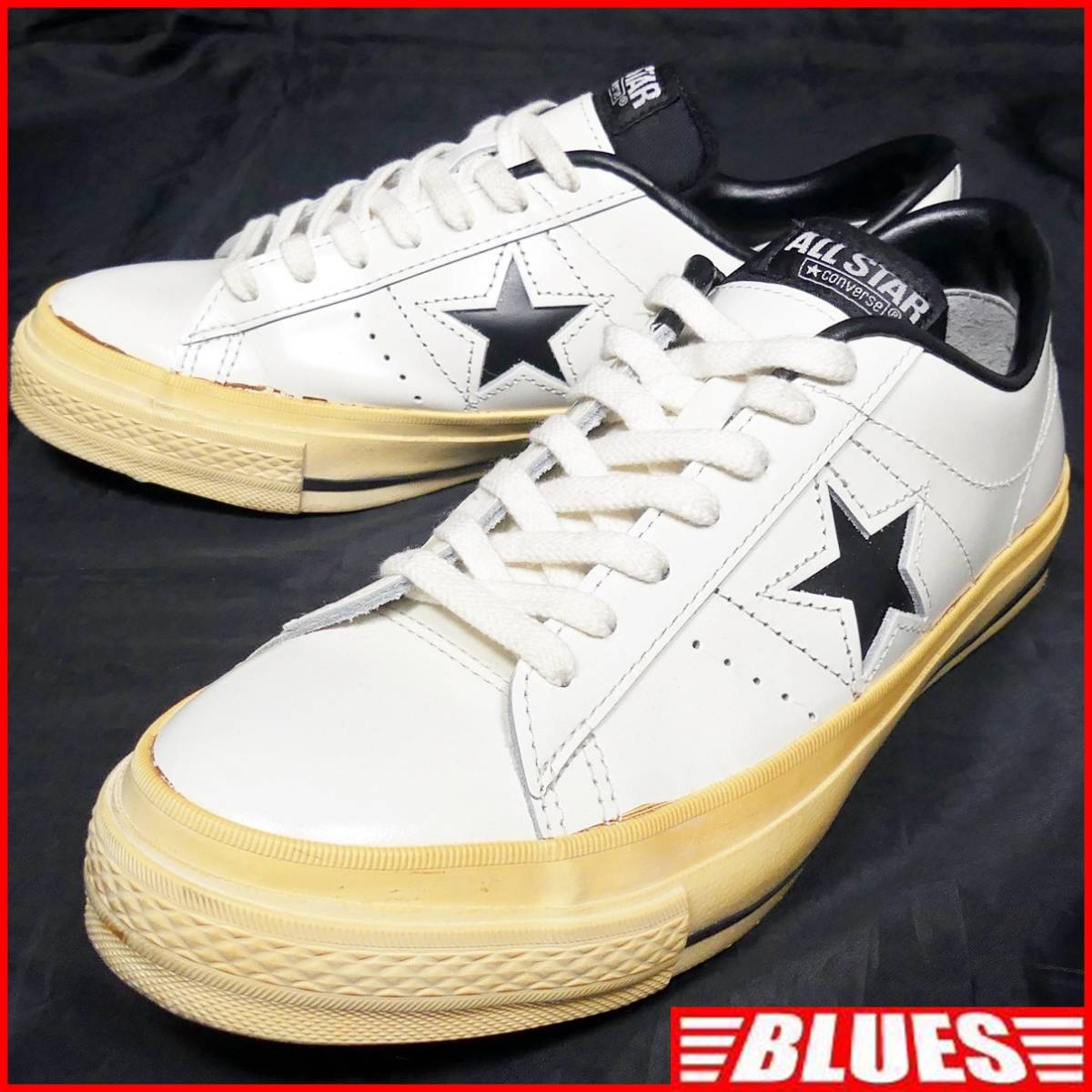 即決★日本製 CONVERSE★25.5cm ワンスター コンバース メンズ 7 レザースニーカー 白 黒 本革 オールスター 本皮 allstar 廃盤 スニーカー