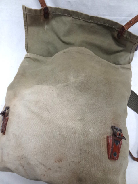  Vintage редкий 50S 60S квадратное парусина кожа ремешок заслонка сумка рюкзак рюкзак редкость атмосфера ставрида японская кожа 4 угол деформация 
