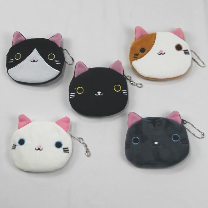 ★猫柄小銭入れ 5色セット 財布 コインケース ミニポーチ 小物入れ おもしろ かわいい レディース キッズ ギフト プレゼント