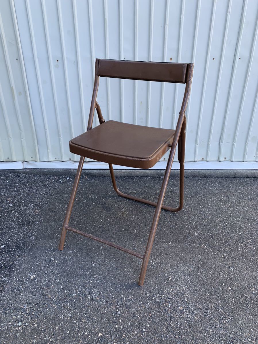 YAMAHAのアイアン製折り畳み椅子イス フォールディングチェア古道具インテリアディスプレイ什器アンティークビンテージインダストリアル