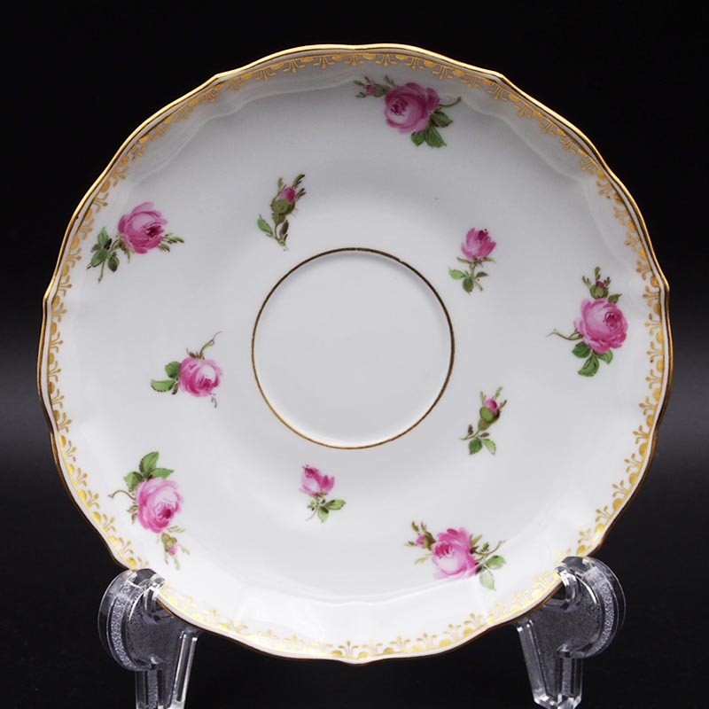 マイセン MEISSEN スキャタードローズ 散らし小薔薇 Aカンテ トリオ 1級品 カップ&ソーサー&プレート バラ #1