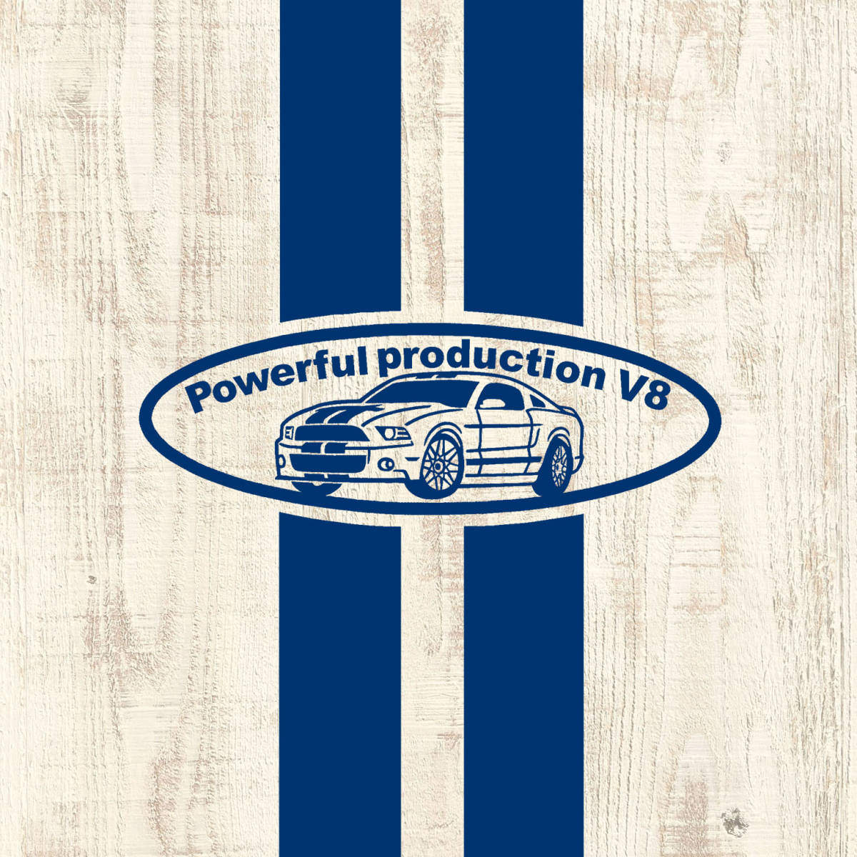 ■PRODUCTION V8 Tシャツ■Lサイズ（ホワイトxブルー）アメリカ　アメ車　フォード　マスタング　シェルビー FORD MUSTANG SHELBY_画像1