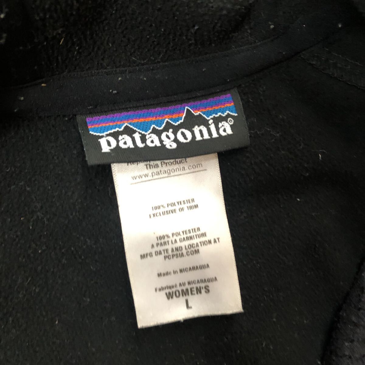 Patagonia フルジップパーカー／Ｌ ブラック パタゴニア 裏起毛フリース